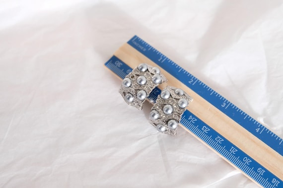 1970's Large Silver Curved Rectangular Clips In S… - image 7