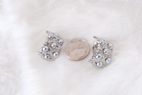 1970's Large Silver Curved Rectangular Clips In S… - image 4