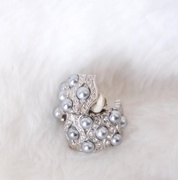 1970's Large Silver Curved Rectangular Clips In S… - image 5