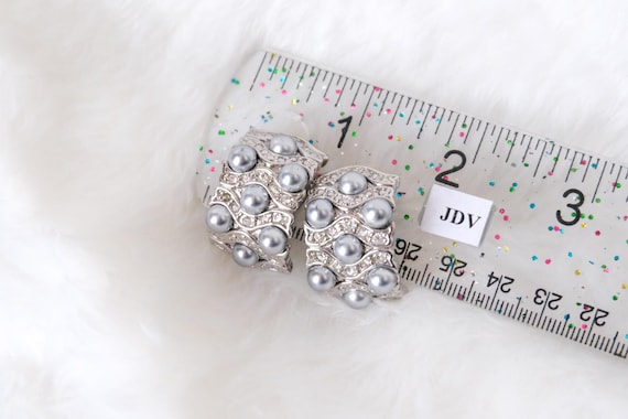 1970's Large Silver Curved Rectangular Clips In S… - image 12