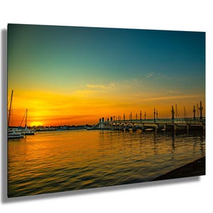 St, Augustine Fl, Bridge of Lions at Dawn, 9804. Nautical, historical coastal wall art along the Intracoastal waterway and matanzas River.