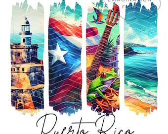 Puerto Rico Art PNG: Boricua Coqui Frog, Brushstroke Design (Digital Download)