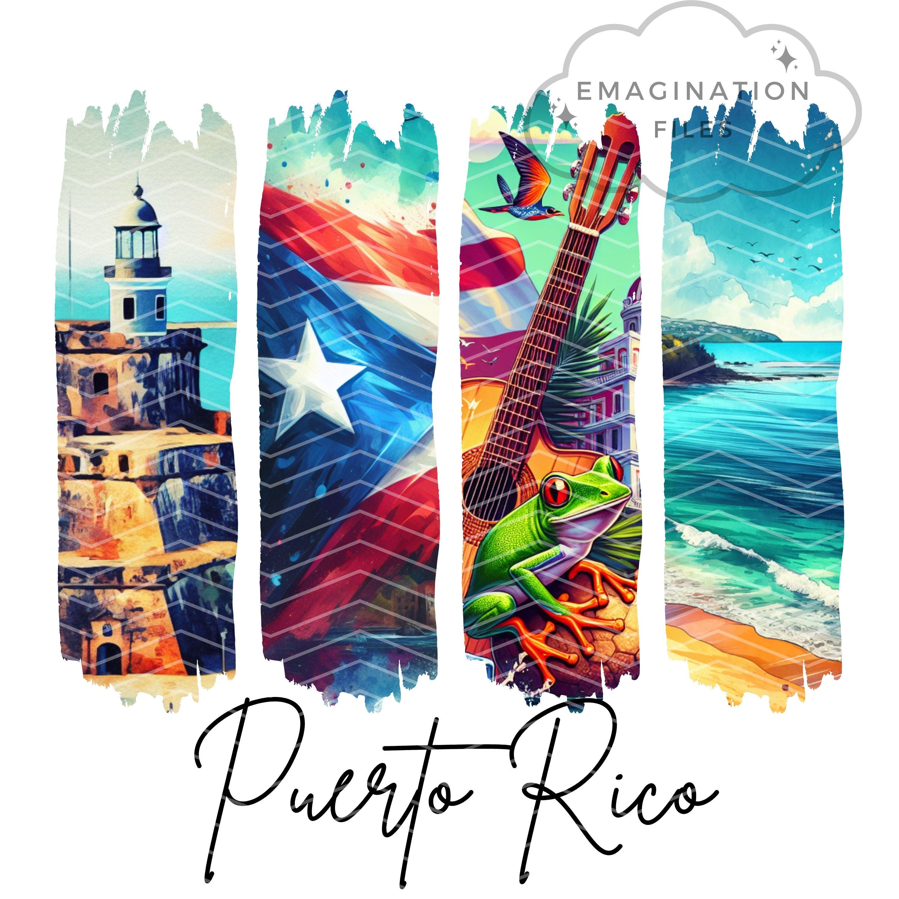 Puerto Rico Sublimation PNG Boricua Tshirt Coqui Frog Puerto Rico Brushstroke Art Puerto Rican Gift Puerto Rico Vacation 2025 Trip 2025