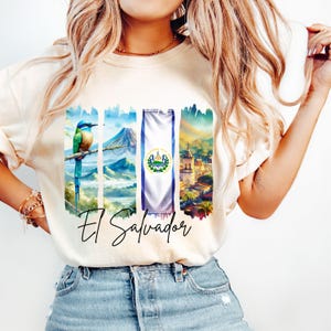 El Salvador Tshirt Sublimation PNG El Salvador Flag PNG Salvadorena Tshirt Guanaco Tshirt Brushstroke Art Central America El Salvador Trip image 2