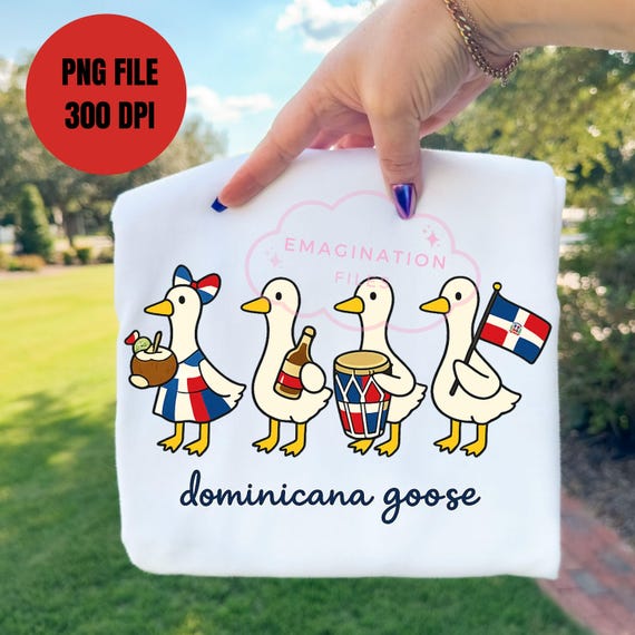 Patriotic Goose Sublimation PNG Dominican Goose Art Dominican Republic Shirt Design Digital Download