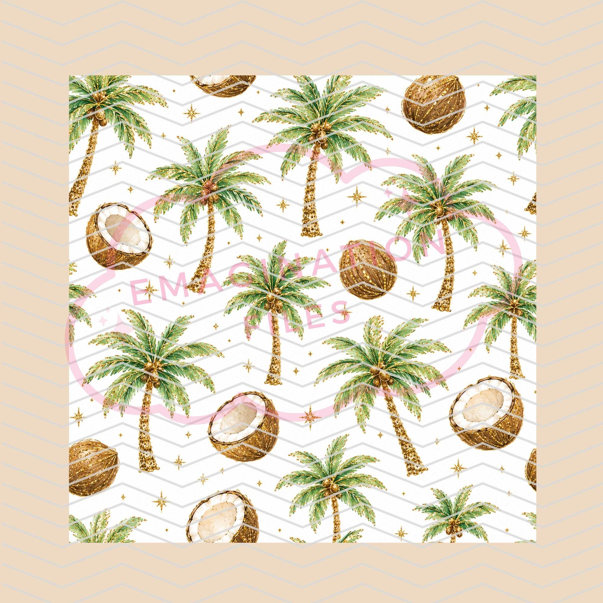Printable Coconut Tree Pattern One Color Coconuts Digital Paper Tropical Seamless Pattern Coconut Tree Printable ...