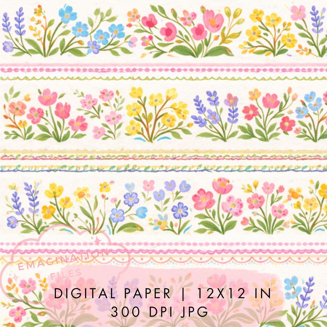Wildflowers Digital Paper Floral Seamless Pattern Spring Printable ...