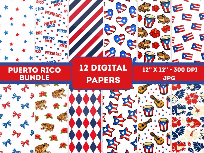 Puerto Rican Pattern Design Puerto Rico Printable Backgrounds Puerto Rico Digital Papers Bundle ...