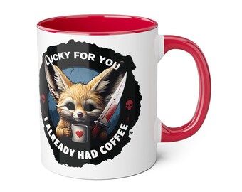 Murderous Fennek Fuchs 11 Unzen Akzent Becher, lustige Kaffeetasse, Neuheit Teebecher, einzigartiges Geschenk, sarkastischer Becher, Tierliebhaber Geschenk