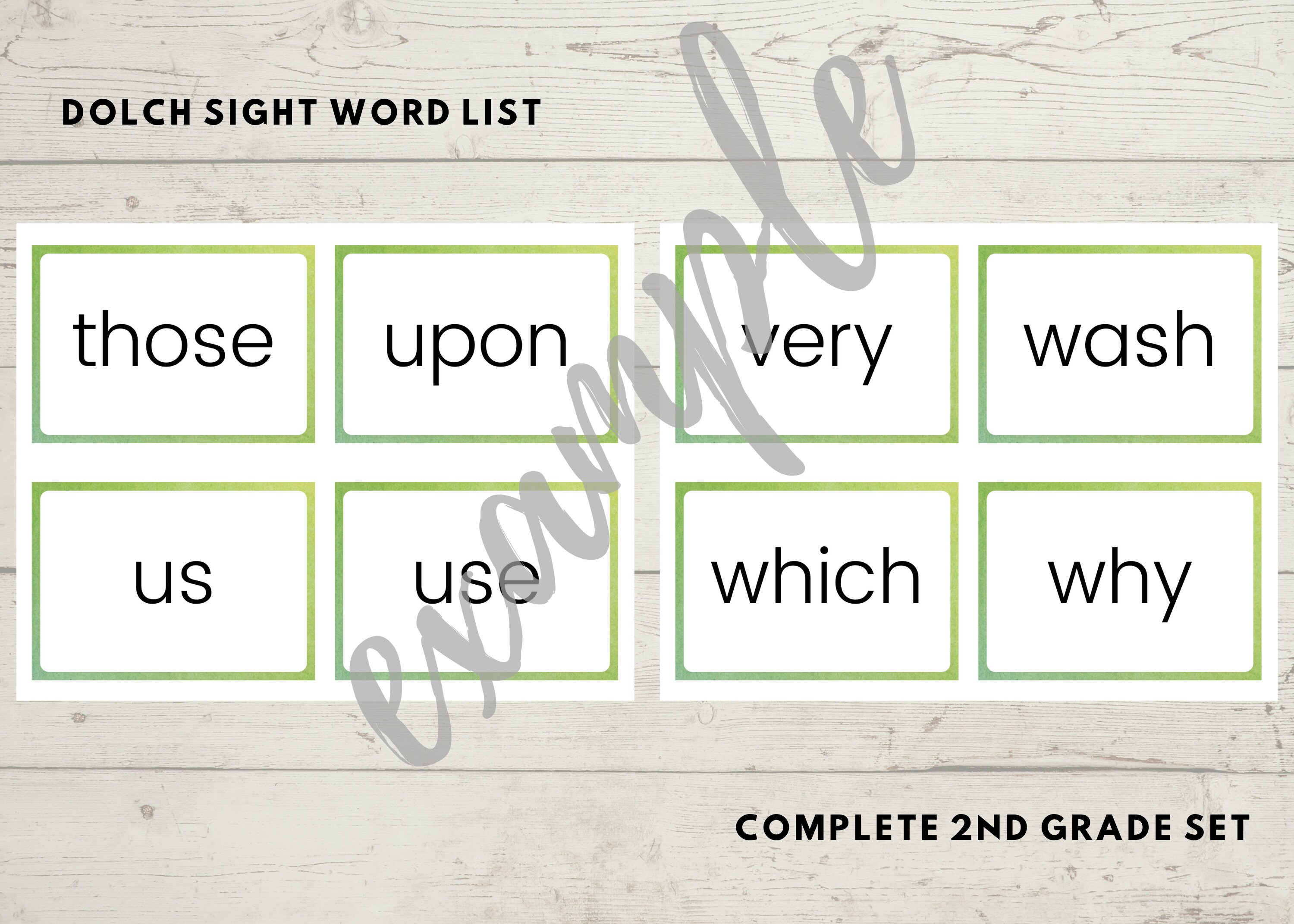 2nd Grade Dolch Sight Word Flashcards / Reading Activity / | Etsy