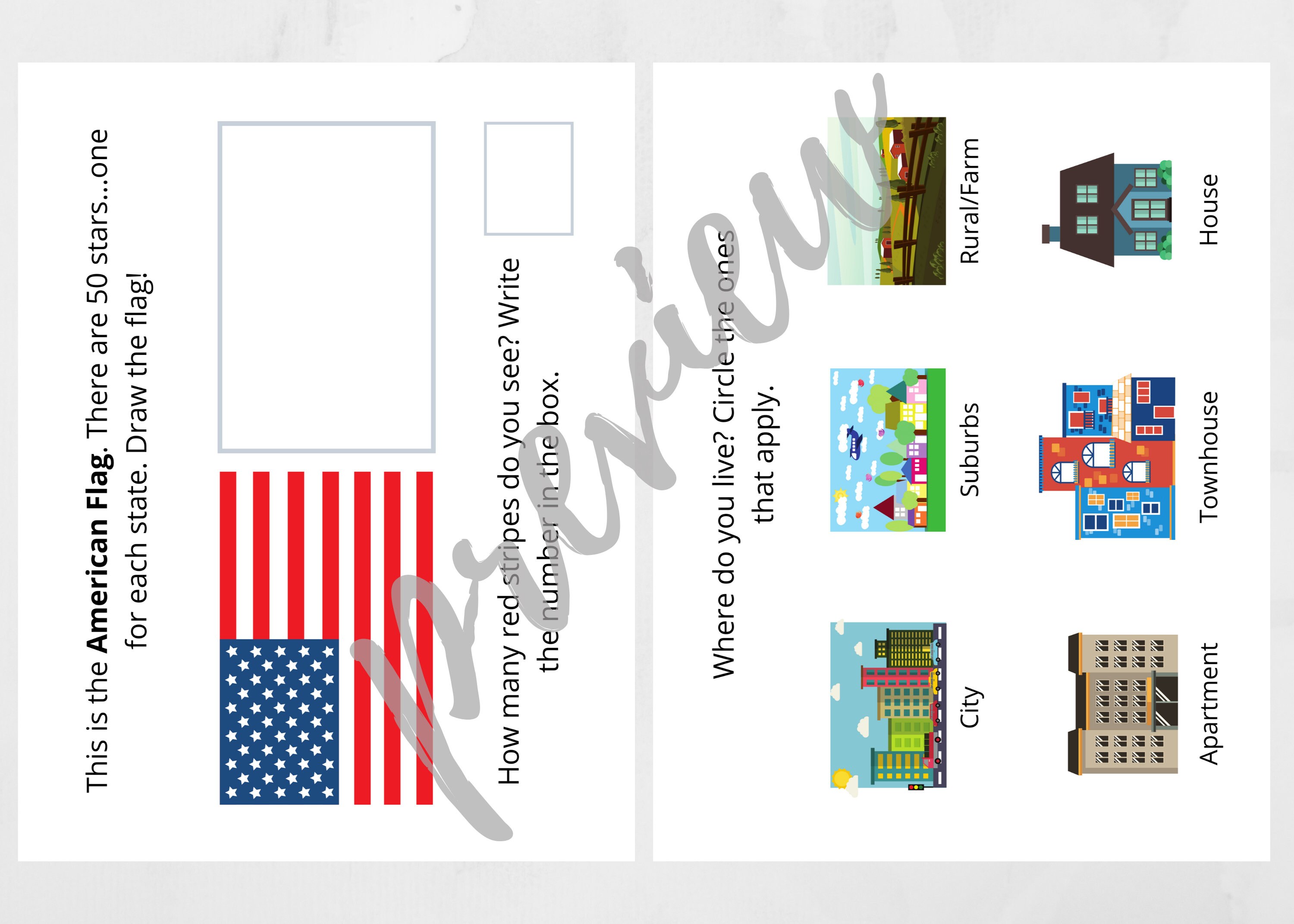 Geography Intro / Pre-K 1st Grade / 9 Pages of Worksheets / | Etsy