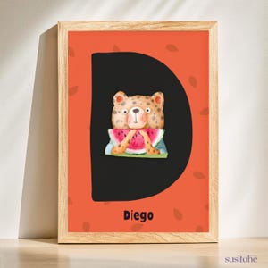 Anguria leopardo | Poster personalizzato per la cameretta dei bambini I Poster con nome I Arte murale per bambini I Cameretta dei ragazzi I Adolescenti I Decorazione della cameretta