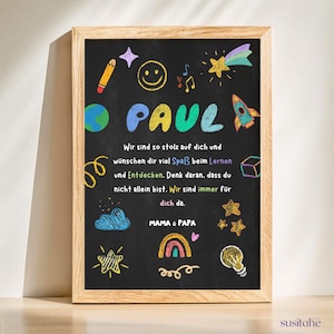Primo giorno di scuola I Poster con il nome I Lavagna del primo giorno di scuola I Regalo per bambini I Primo giorno di scuola per bambini I Poster con le pietre miliari