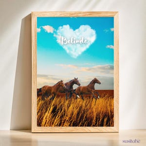 Amanti dei cavalli | Poster personalizzato per la cameretta dei bambini I Poster con nome I Arte murale per bambini I Cameretta dei ragazzi I Adolescenti I Decorazione della cameretta