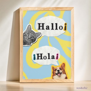 Ciao! I ¡Hola! I Poster bilingue I Tedesco Spagnolo I Regalo I Decorazione I Poster didattico I Decorazione murale