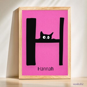 Gatto nascosto | Poster personalizzato per la cameretta dei bambini I Poster con nome I Arte murale per bambini I Cameretta dei ragazzi I Adolescenti I Decorazione della cameretta
