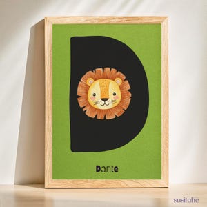 Leone | Poster personalizzato per la cameretta dei bambini I Poster con nome I Arte murale per bambini I Cameretta dei ragazzi I Adolescenti I Decorazione della cameretta
