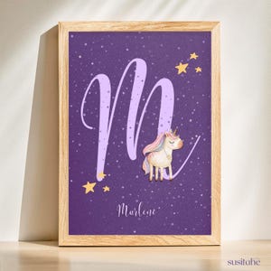 Unicorno | Poster personalizzato per la cameretta dei bambini I Poster con nome I Arte murale per bambini I Cameretta per neonati I Decorazione unica della cameretta