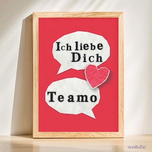 Ich liebe dich I Te amo I Bilinguales Poster I Deutsch Spanisch I Geschenk I Dekoration I Motivationsdruck I Wanddeko