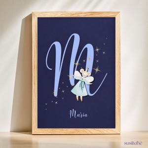 Fata Topo | Poster personalizzato per la cameretta dei bambini I Poster con nome I Arte murale per bambini I Cameretta per neonati I Decorazione unica della cameretta
