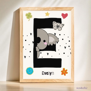 Koala | Poster personalizzato per la cameretta dei bambini I Poster con nome I Arte murale per bambini I Cameretta dei ragazzi I Adolescenti I Decorazione della cameretta