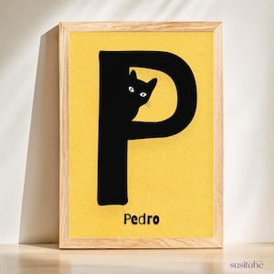 Gatto nascosto | Poster personalizzato per la cameretta dei bambini I Poster con nome I Arte murale per bambini I Cameretta dei ragazzi I Adolescenti I Decorazione della cameretta