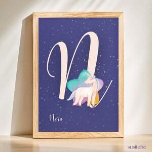 Unicorno e Stella | Poster personalizzato per la cameretta dei bambini I Poster con nome I Arte murale per bambini I Cameretta per neonati I Decorazione unica della cameretta