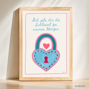 Je te donne les clés de mon cœur I Amour I Amitié I Cadeau I Décoration, Impression de motivation I Affiche