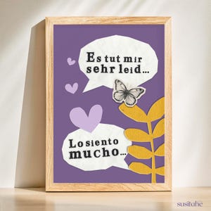 Mi dispiace molto... I Lo siento mucho... I Poster bilingue I Tedesco - Spagnolo I Poster didattico I Decorazione da parete
