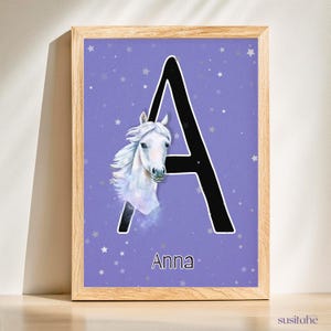 cavallo | Poster personalizzato per la cameretta dei bambini I Poster con nome I Arte murale per bambini I Cameretta dei ragazzi I Cameretta degli adolescenti I Decorazione della cameretta