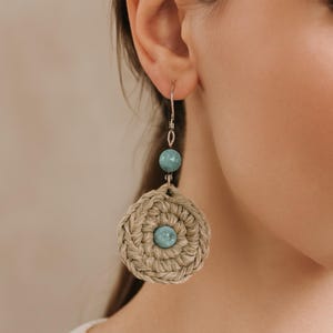 Handmade crochet hypoallergenic wire dangle earrings.