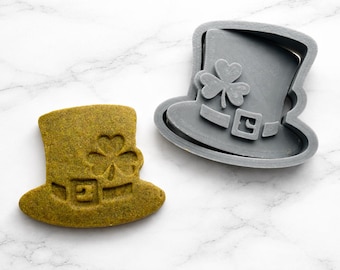 3” Leprechaun Hat Cookie Cutter + Stamp | St. Patrick’s Day Shamrock Hat | 3D Printed Set