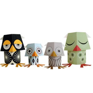 Wise Guys Printable Kit - 3D Papiertiere, digitaler Download, Eulen, sofort Download