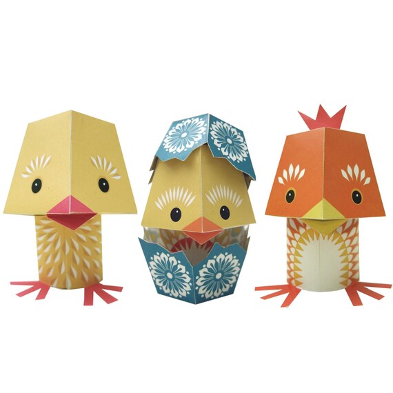 3D Paper Easter Chicks: Printable Craft Kit (Digital Download)