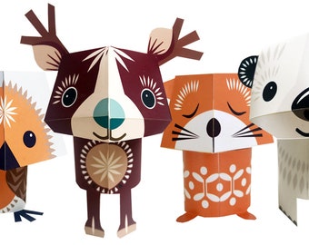 Festive Folk Make-Them-Yourself Paper Animals - Digital File