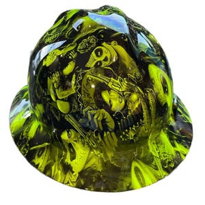 Custom Hydro-Dipped Hard Hat - 187 over Chartreuse base, and High Gloss Clear