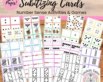 Math Subitizing Cards to 10 | Number Sense Activities and Games | Addition Fact Strategies | Flash Cards PreK Kinder 1st and 2nd Grade Math