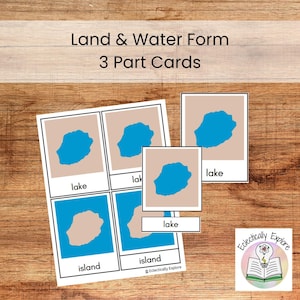 Land and Water Form Cards | Montessori Geography | Affordable Printable Montessori Materials | Digital Download