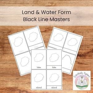 Può includere: Fogli di lavoro stampabili in bianco e nero per i bambini per imparare le forme di terra e acqua. I fogli di lavoro presentano contorni di isole e laghi con etichette.