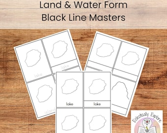 Land & Water Forms Blackline Masters | Montessori Geography | Printable Montessori Materials | Digital Download