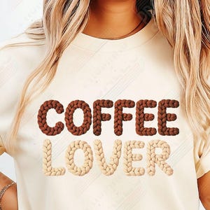 Coffee Lover PNG - Gemütliches gestricktes Faux Yarn Text häkeln digitales Design