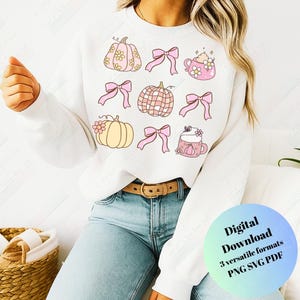 Groovy retro pumpkin PNG SVG Autumn png Disco coquette pumpkin png Trendy fall png Coquette Bow Aesthetic png Vintage pumpkin png fall vibes