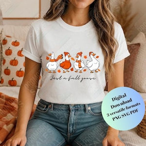 Cozy Fall Goose PNG: Autumn Shirt Design (Digital Download)