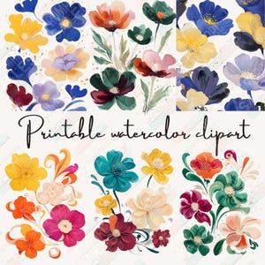 Boho Watercolor Floral Clipart: Abstract Flower PNG file for sublimation (Digital Download)
