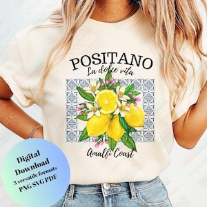 Positano Lemon Floral Design: Amalfi Coast Summer Graphic (SVG, PNG, PDF)