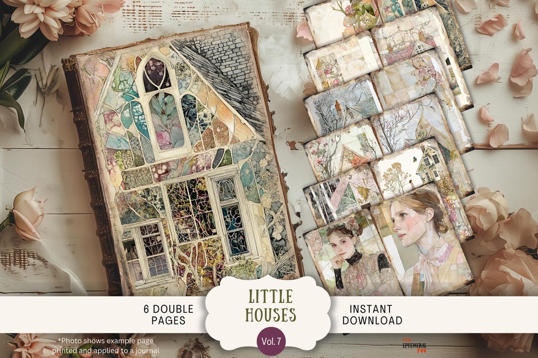 Little Houses Junk Journal Pages 6 Digital Scrapbook Papers Printable ...