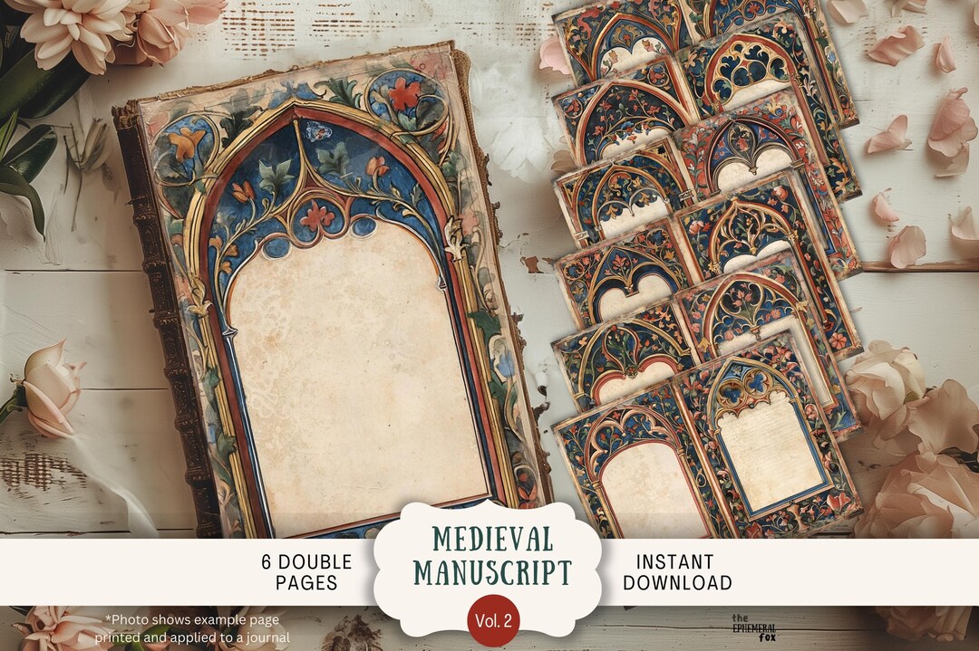 Medieval Junk Journal Pages, Vintage Gothic Printable, US Letter Size ...