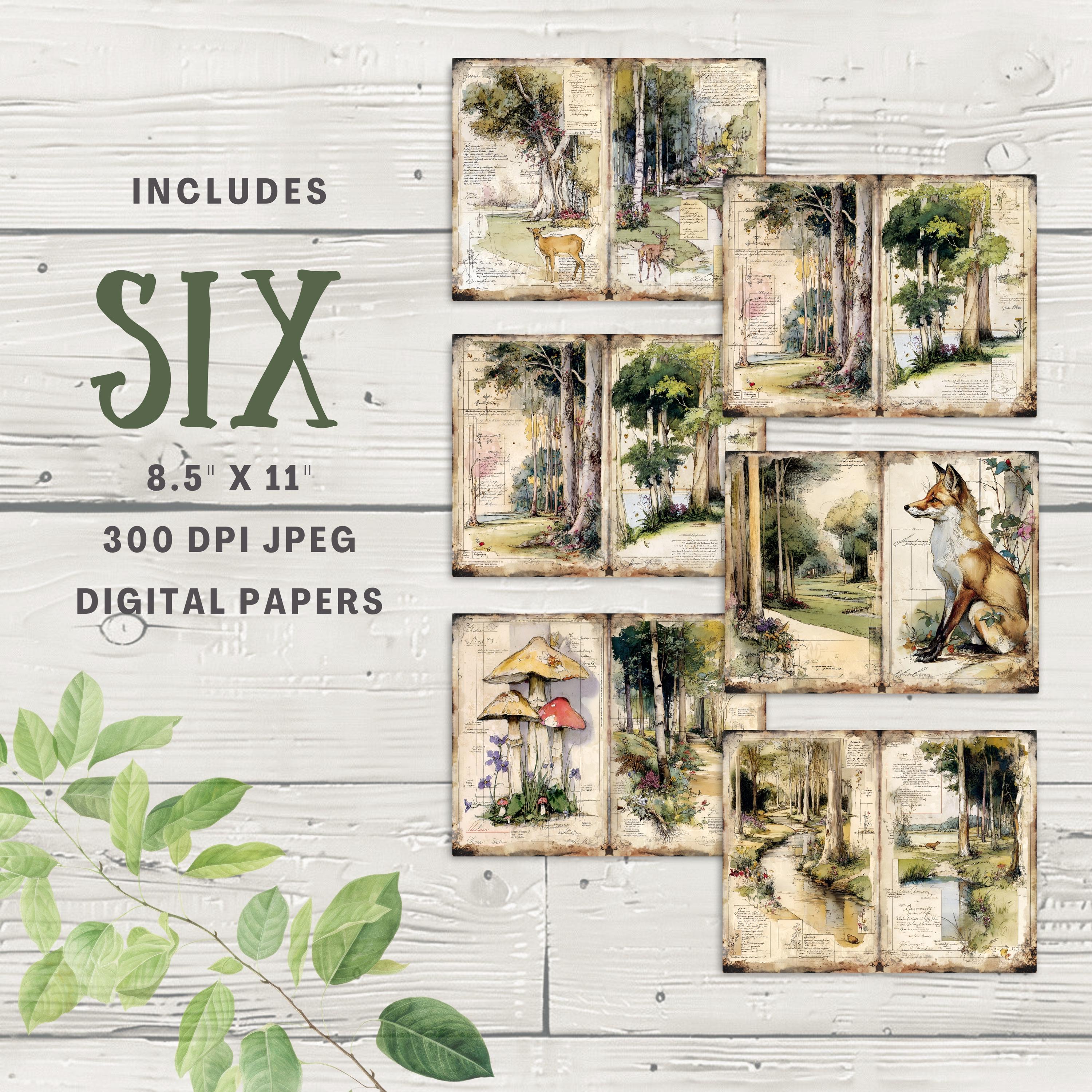Printable Woodland Junk Journal Paper Forest Animals Scrapbook Kit ...