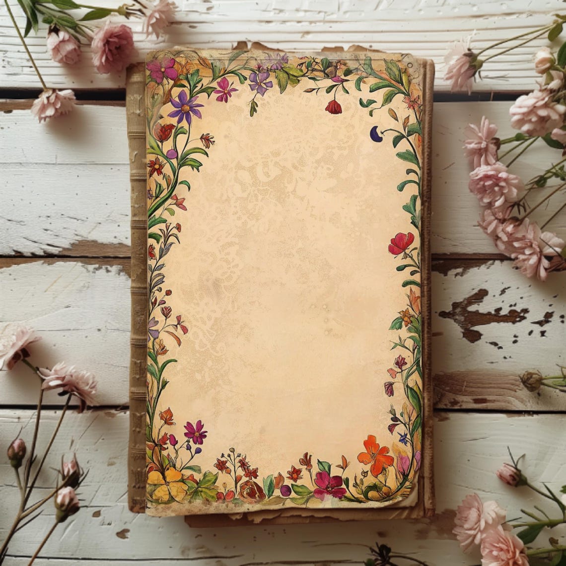 Floral Medieval Border Junk Journal Pages 6 Digital Scrapbook Papers 11 ...