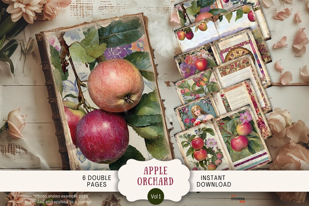 Apple Orchard Junk Journal Pages 6 Digital Scrapbook Paper Printable ...